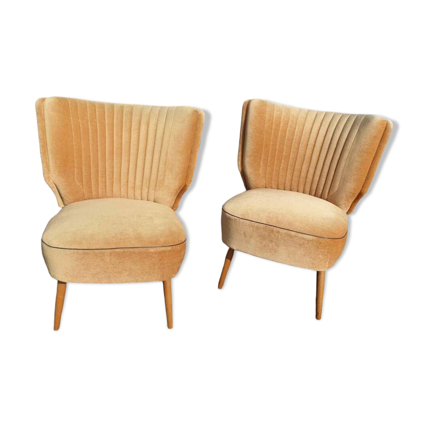 Cocktail armchairs shell back 60s 70s velvet