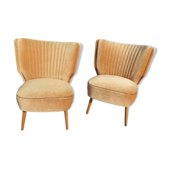 Cocktail armchairs shell back 60s 70s velvet