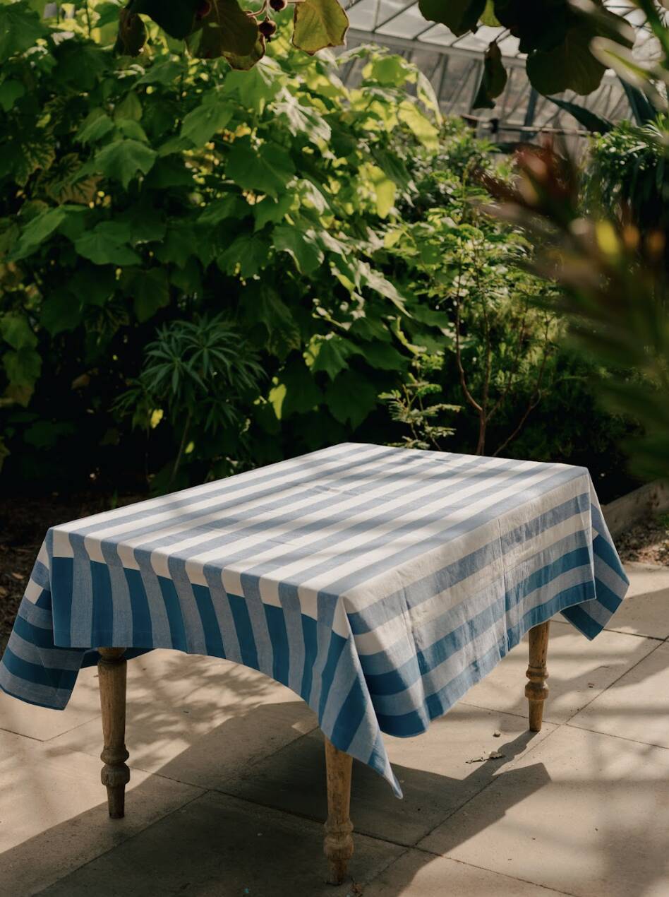 Blue Stripe Tablecloth: 240cm x 170cm