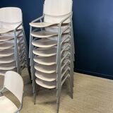 Set of 17 Eromes school chairs light wood gray steel Netherlands 80s