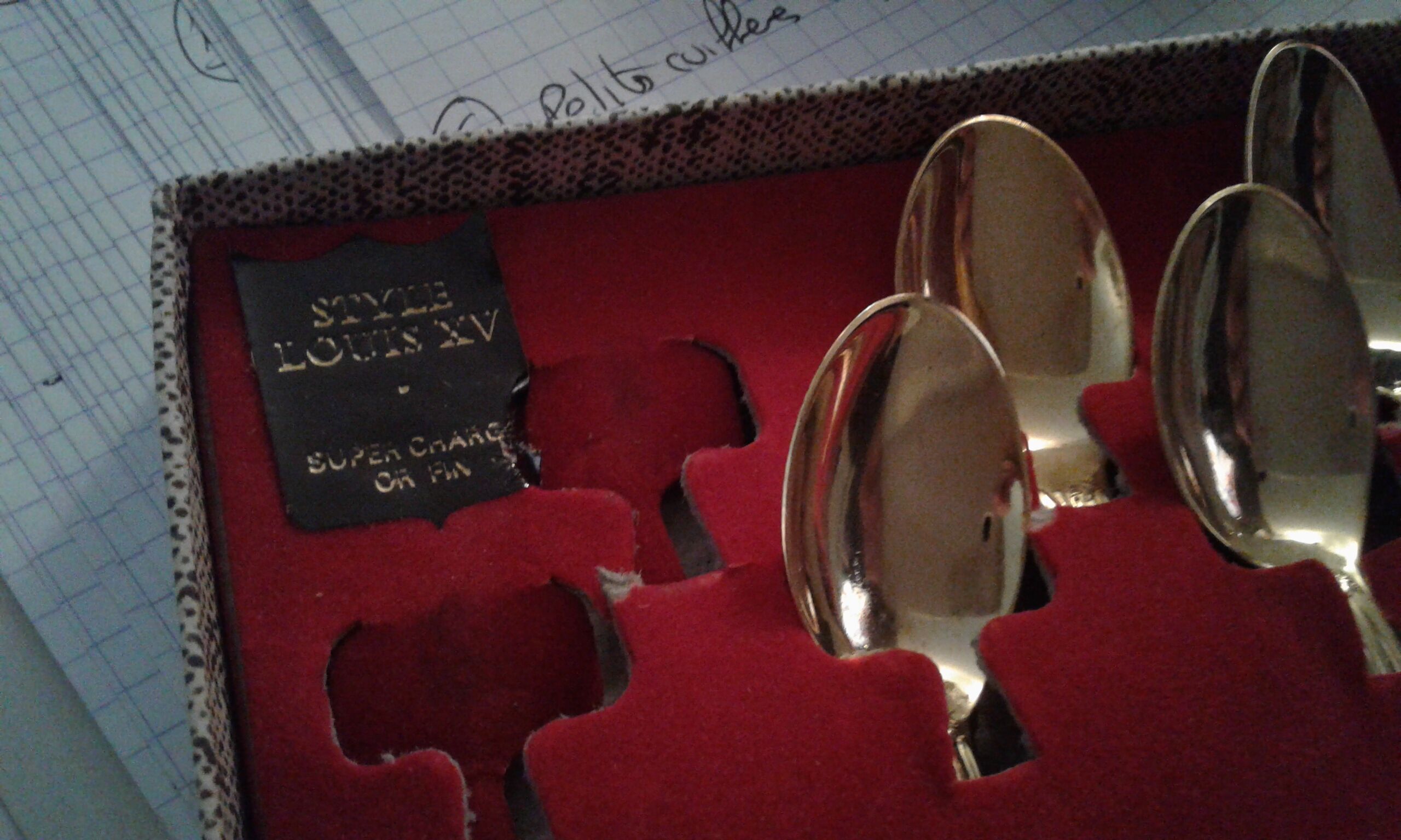 Box 6 small spoons, golden gold fin, style Louis XV