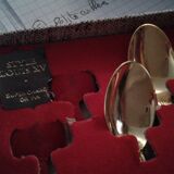 Box 6 small spoons, golden gold fin, style Louis XV