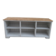 A beautifully finished piece of professional furniture in cotton grey, with a wooden top.