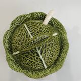 Vintage Cabbage-Shaped Tureen (Majolica/Barbotine)