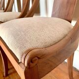 Set of 4 wooden gondola chairs, beige fabric