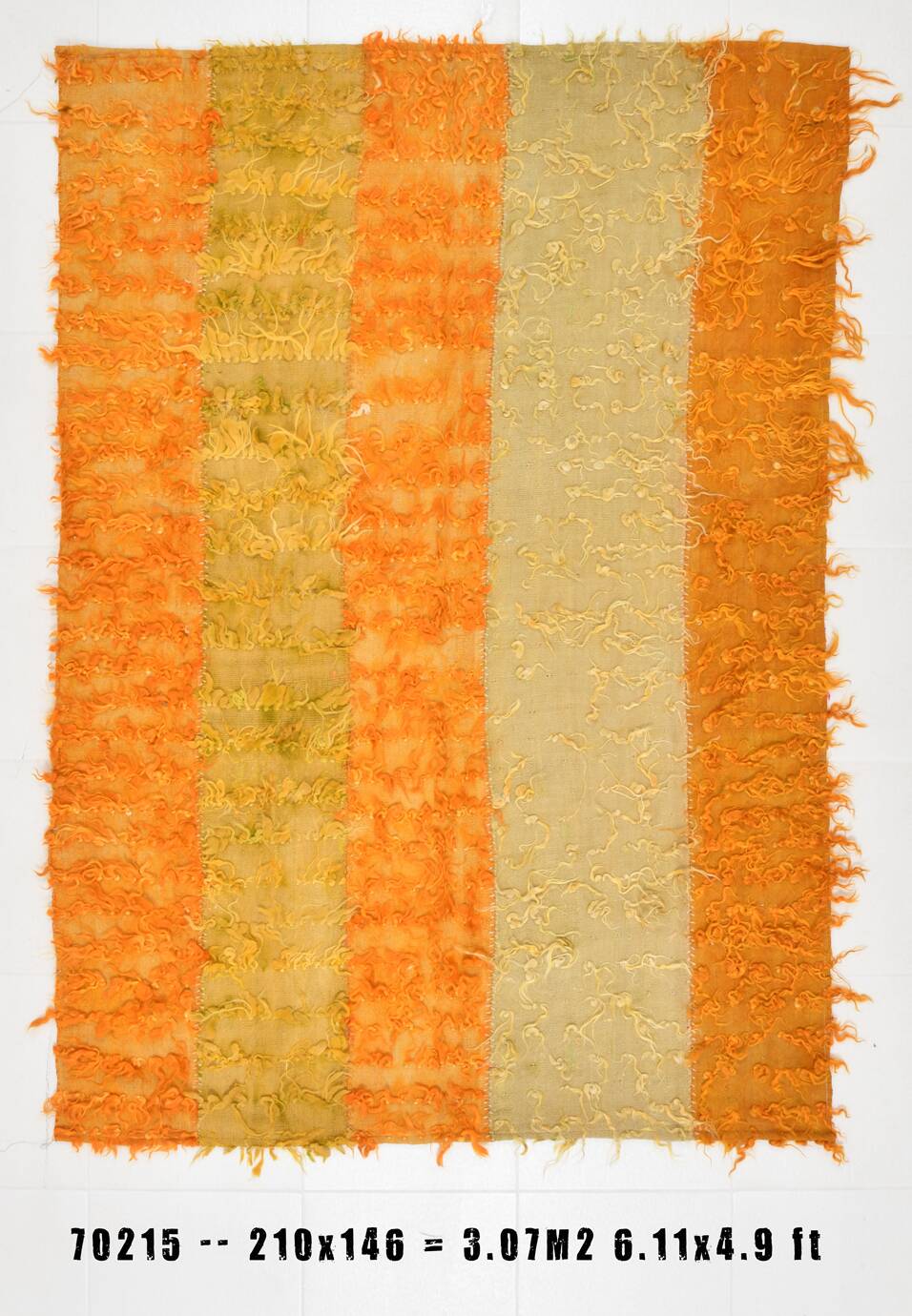 5x7 Yellow & Orange Moroccan Wool Kilim Rug, 146x210Cm