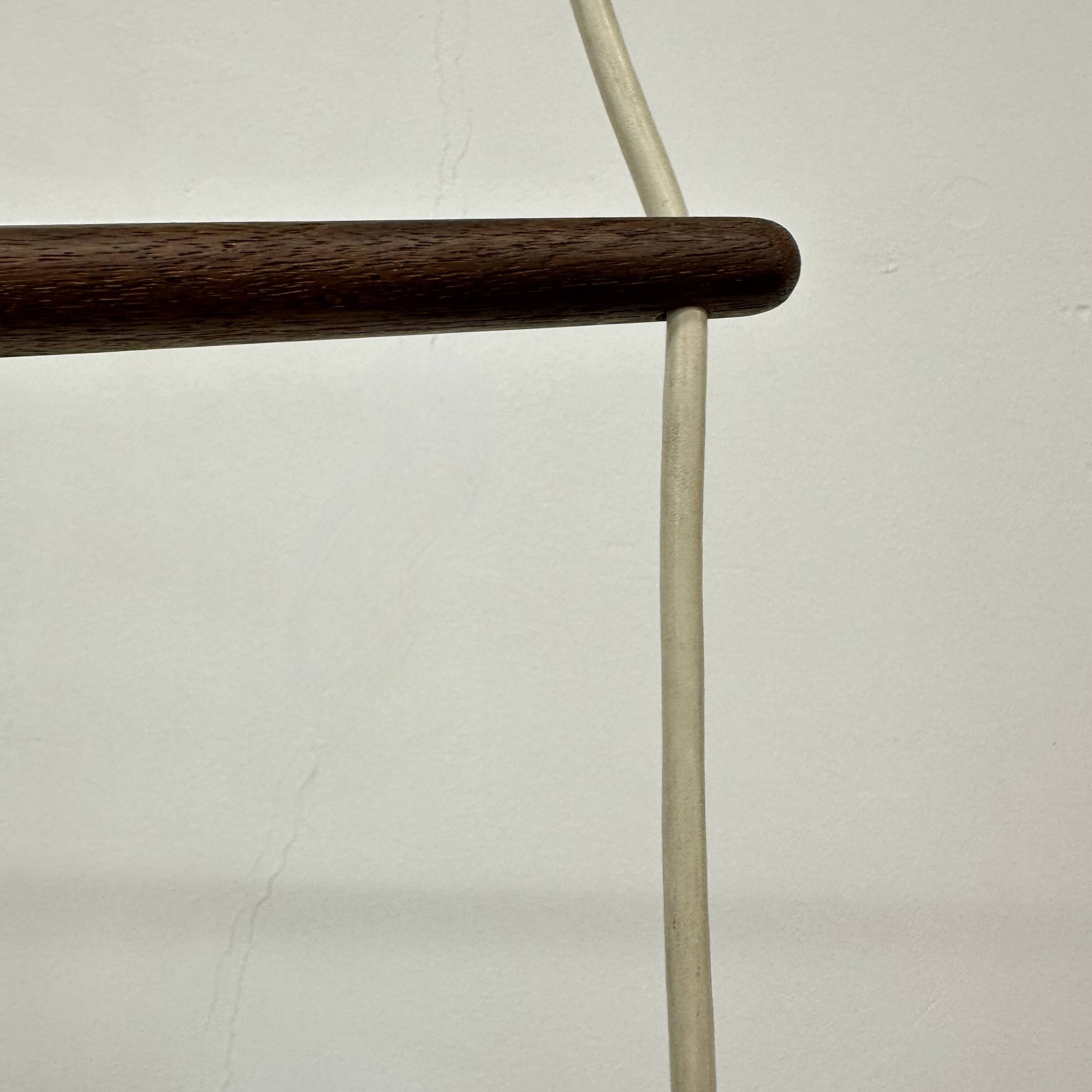 Mid-century design pendant lamp teak and opaline glass , 1970s