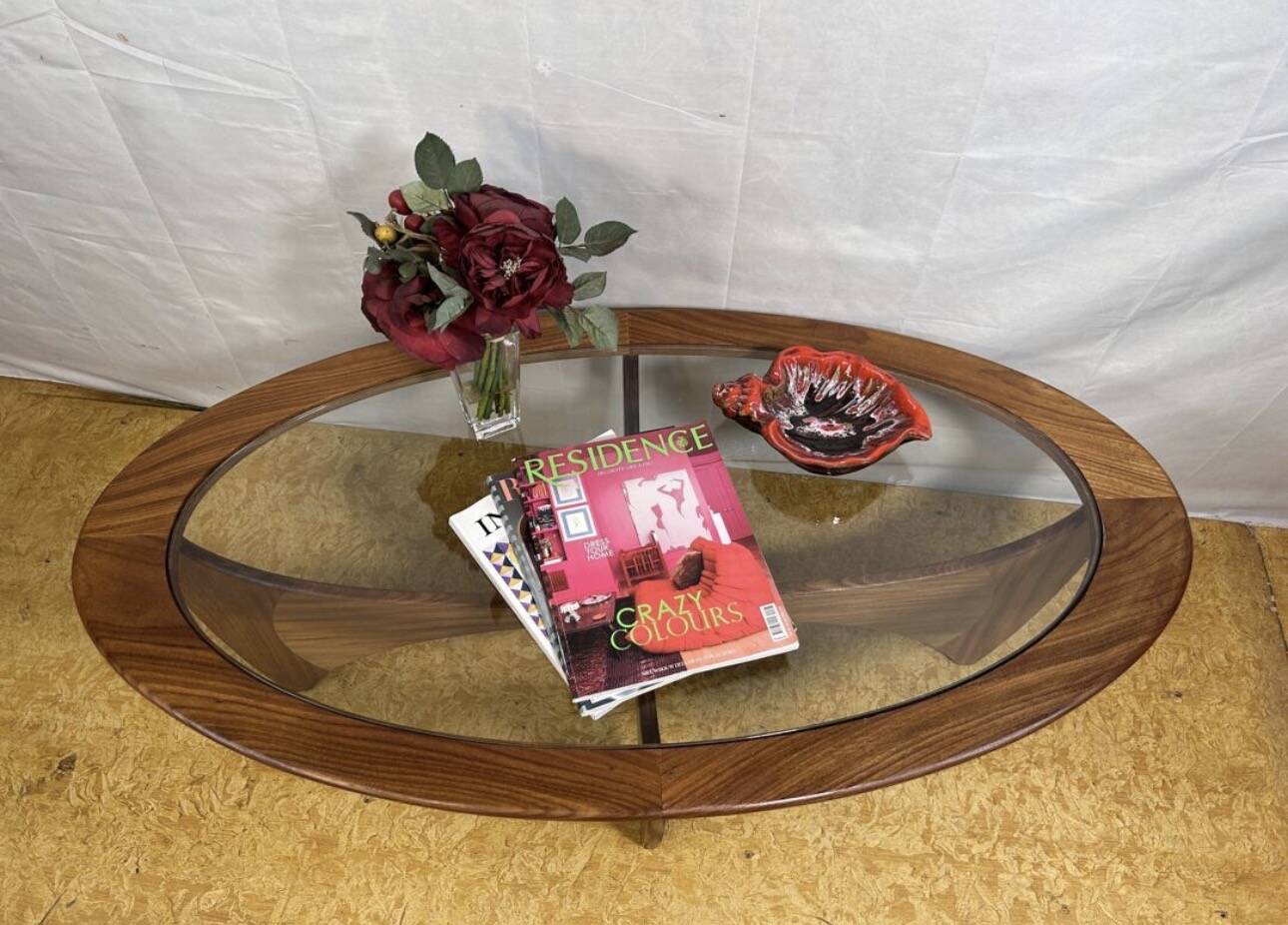 Mid Century Retro Vintage Teak & Glass Oval Astro Coffee Table by GPlan1960