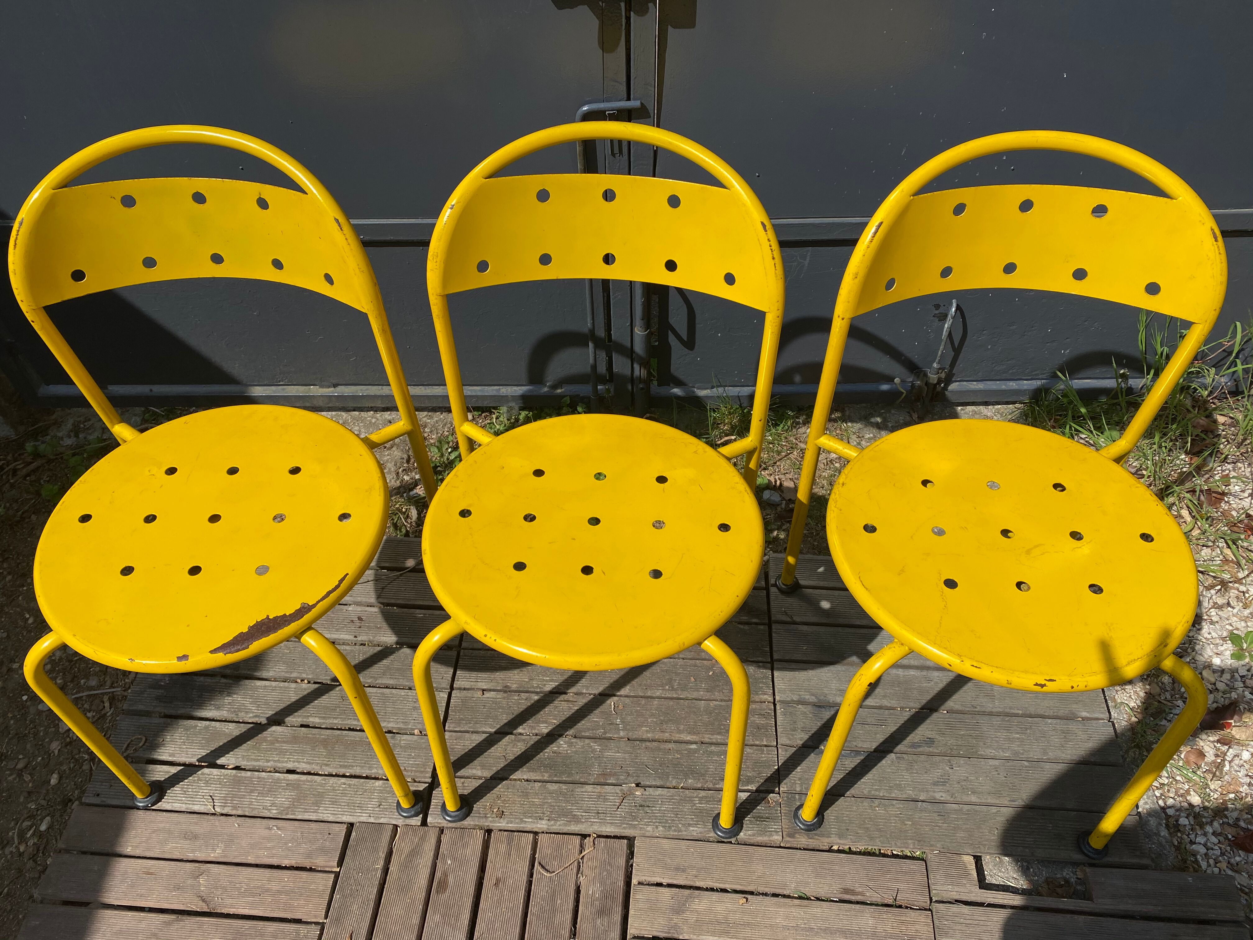 Set of eight metal garden chairs 1980s
