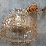Glass and brass pendant light, vintage, 1960s