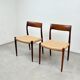 Ensemble de 2 chaises modèle 77 en palissandre et corde à papier par Niels O. Møller