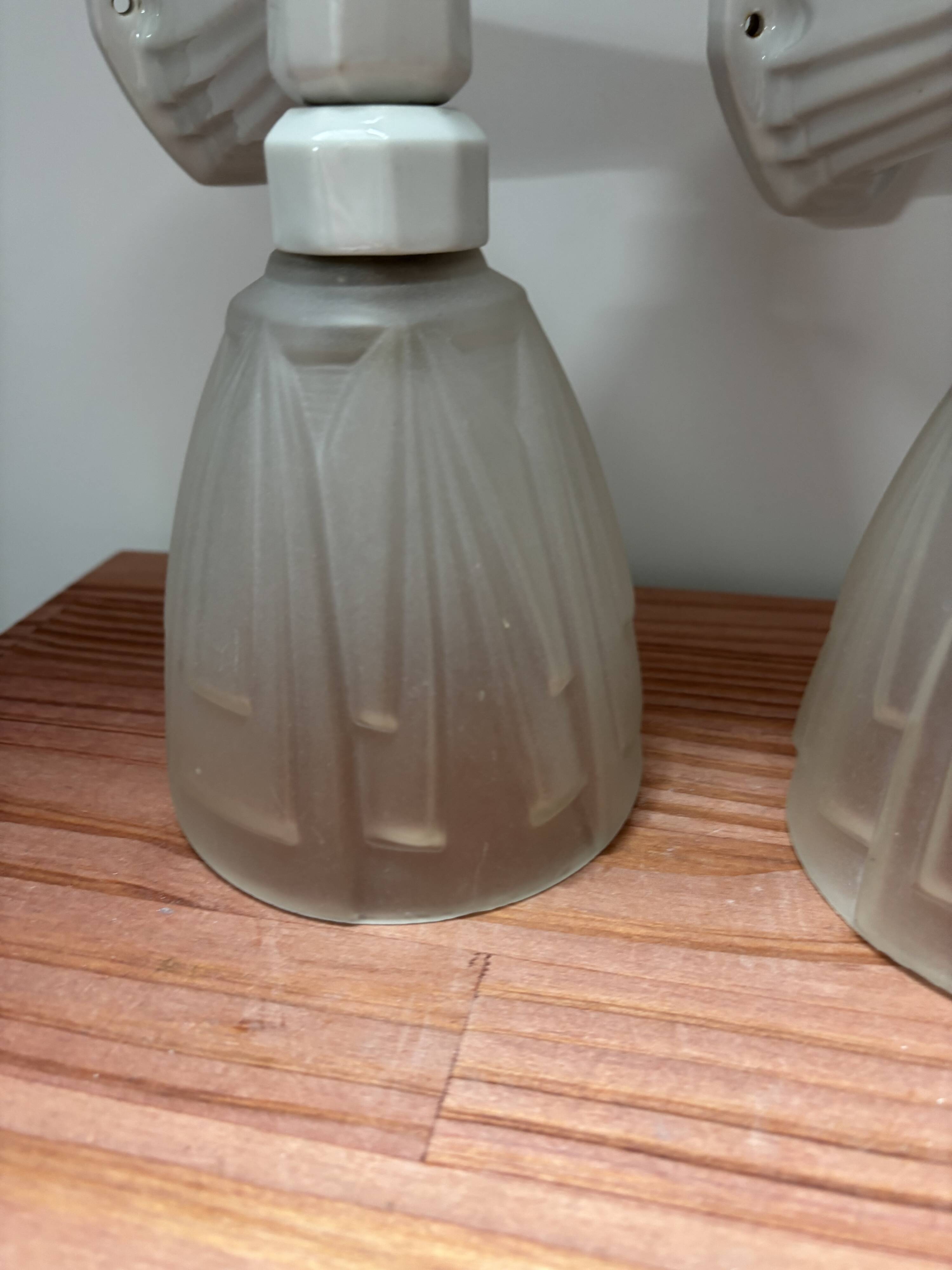 Pair of Art Deco porcelain wall sconces