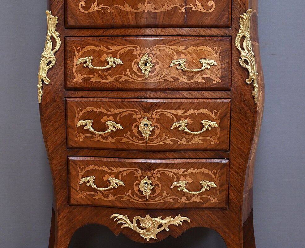 Secretary in precious wood marquetry, Transition style, Napoleon III period – Mid-19th century