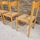 Set de 4 chaises en pin et jonc vintage