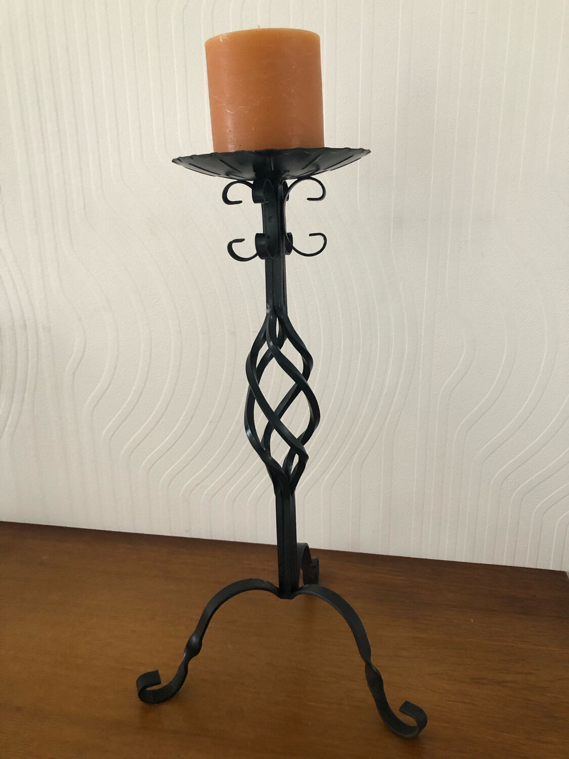 Vintage wrought iron candle holder