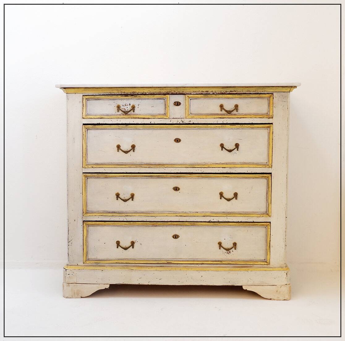 Antique Italian chest of drawers with marble top