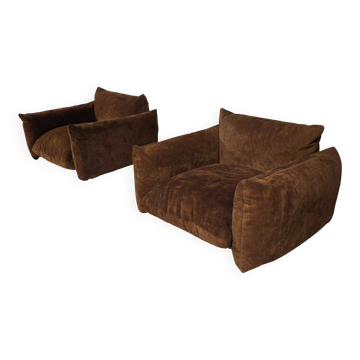 Paire de fauteuils lounge Marenco par Mario Marenco pour Arflex, années 1970.