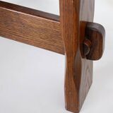 Strong Oak Brutalist Round extendable dining Table 1950s Mid-20th Century