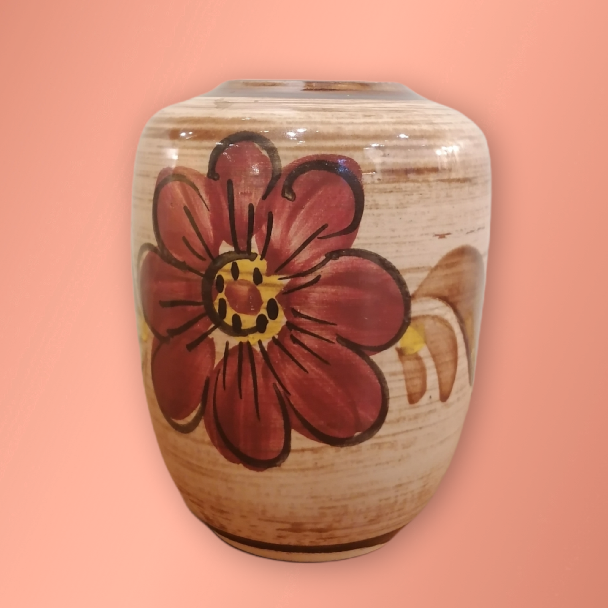 Vase vintage en céramique à fleurs