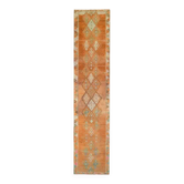 Tapis couloir vintage en laine et coton turc noué à la main orange 83x388