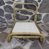 Pair of rattan and fabric armchairs, 1960s