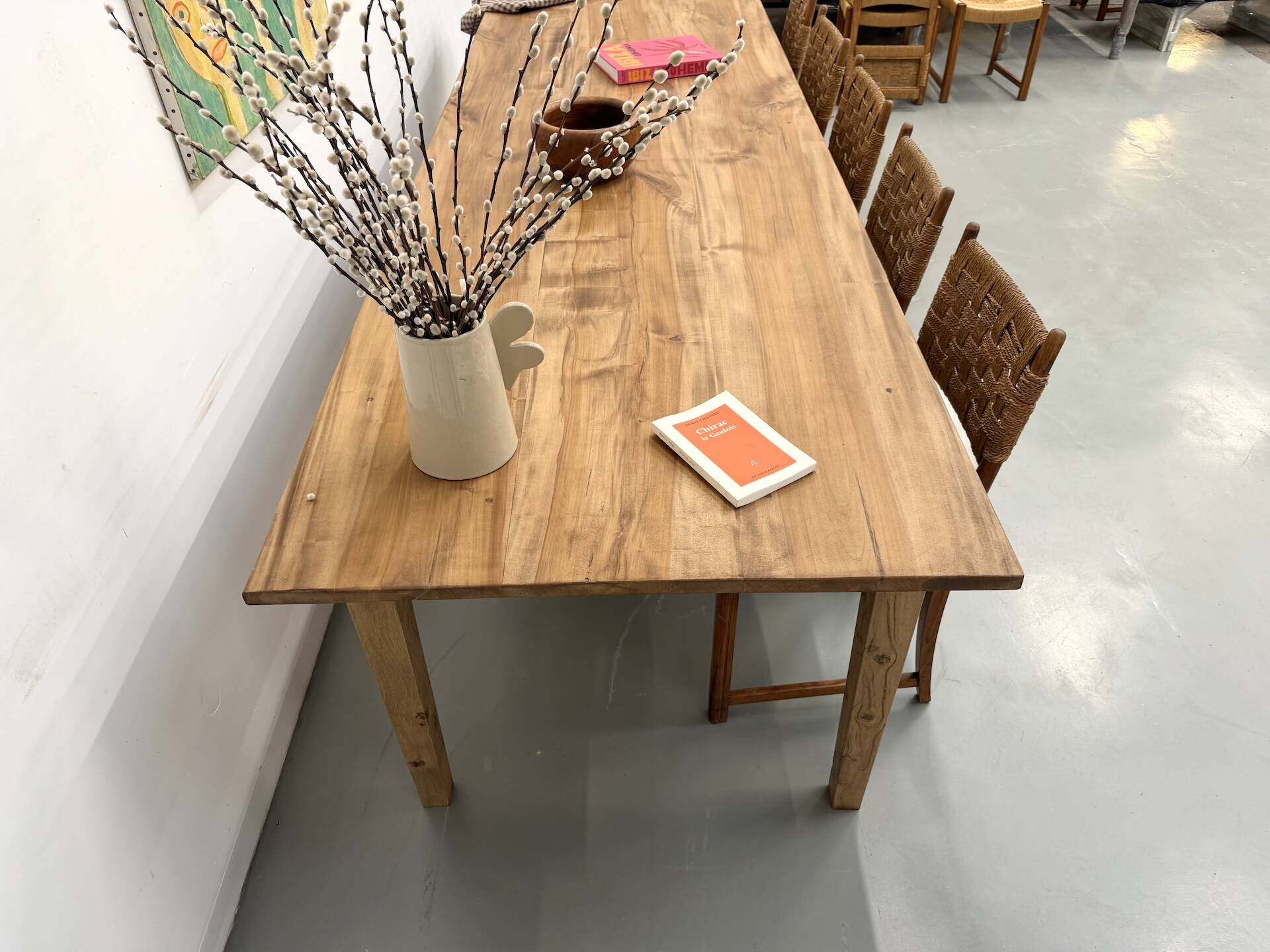 XXL solid walnut table with tapered legs