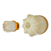 Pair of "cocoon" wall lights, polymer and pine, Italy, 1970