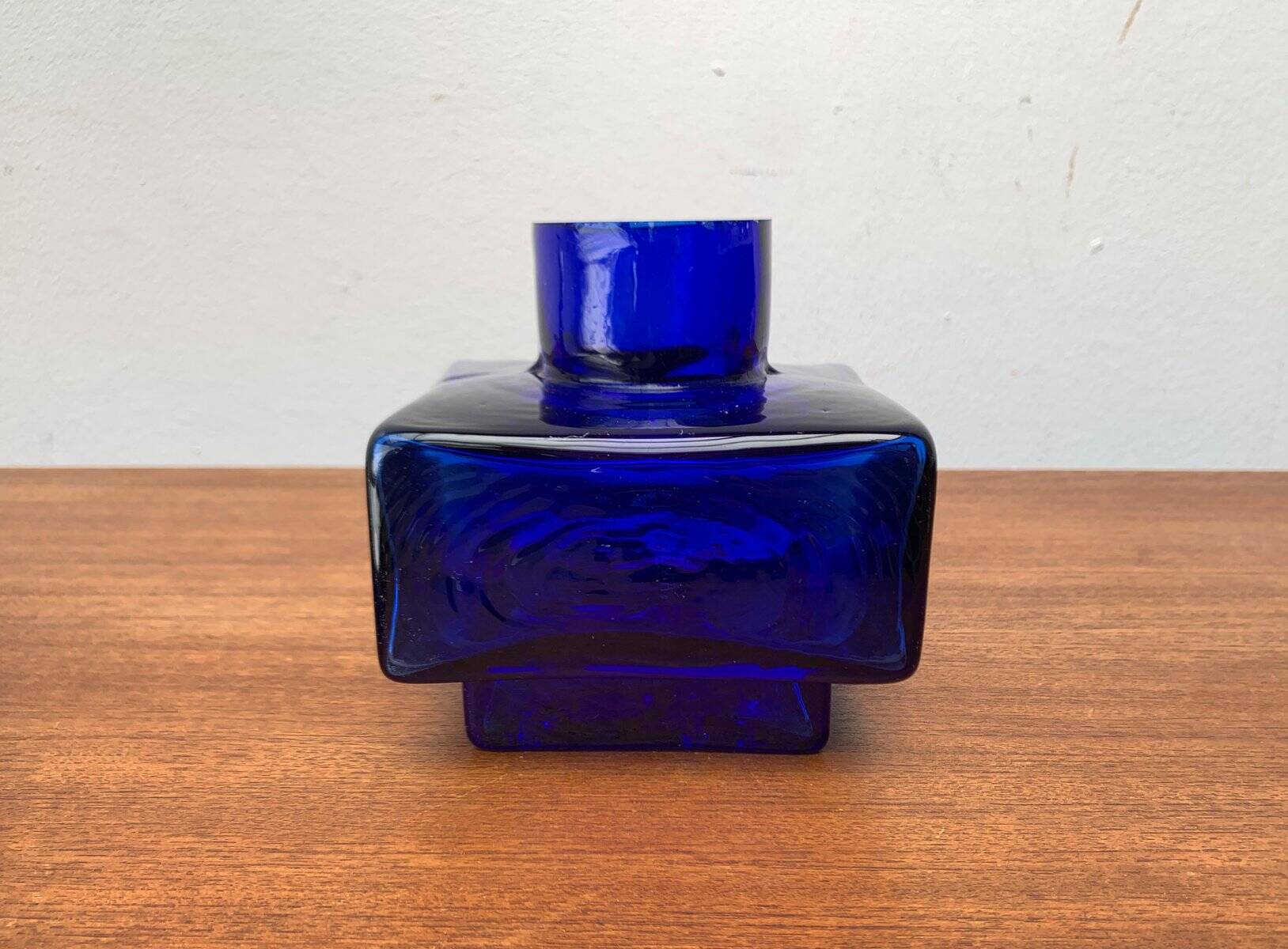 Scandinavian mid-century block glass vase, 1960s