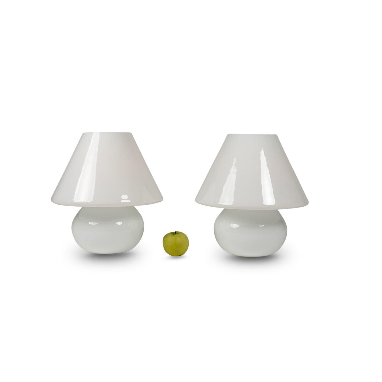 Pair of white opaline lamps, 1990s