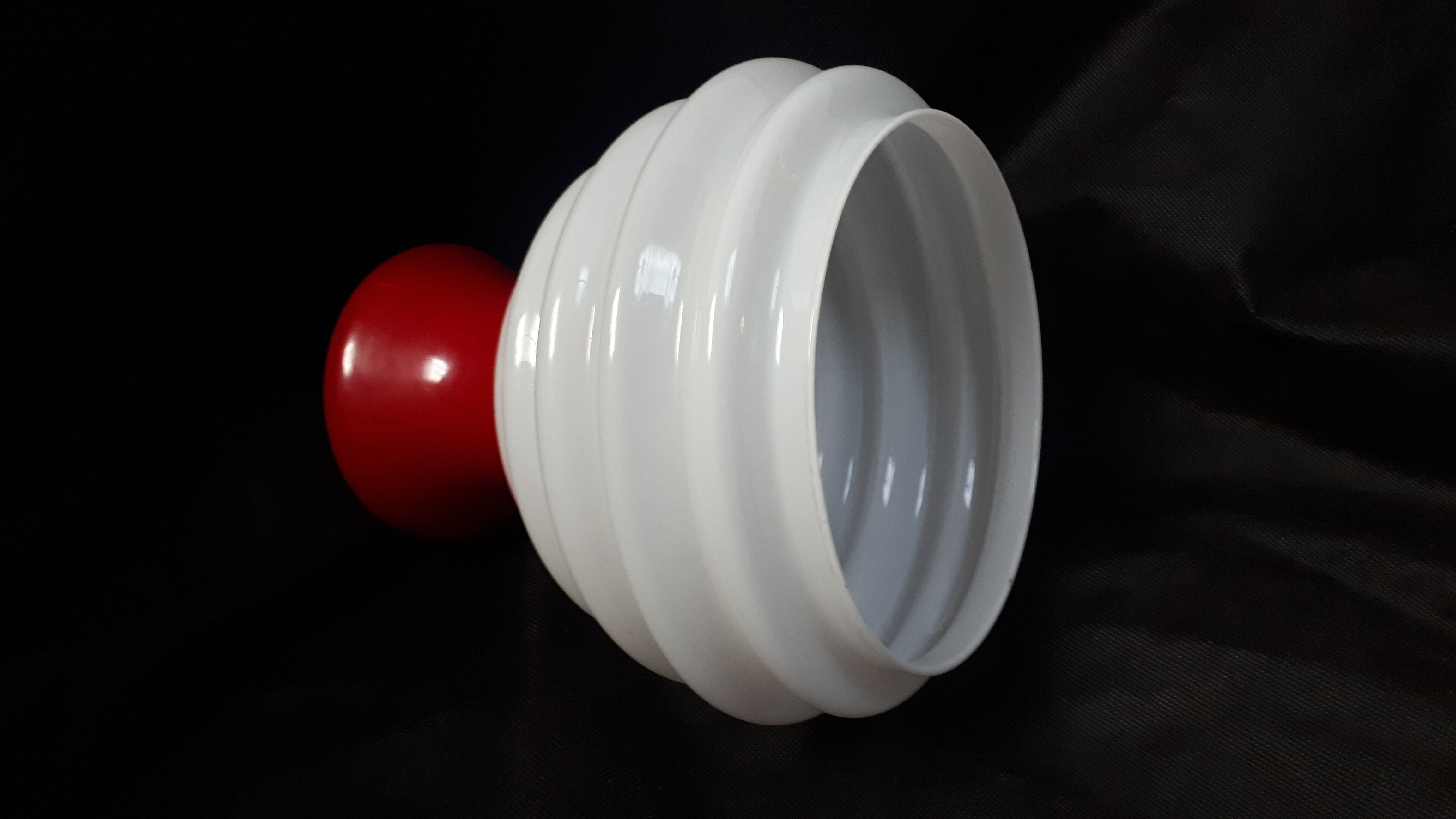 lampshade day lamp suspension glass white opaline vintage red 1970