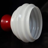 lampshade day lamp suspension glass white opaline vintage red 1970