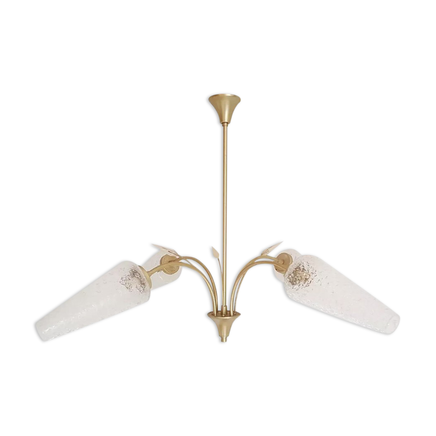 Tulip and spike chandelier with 4 fires 60s