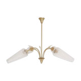 Tulip and spike chandelier with 4 fires 60s