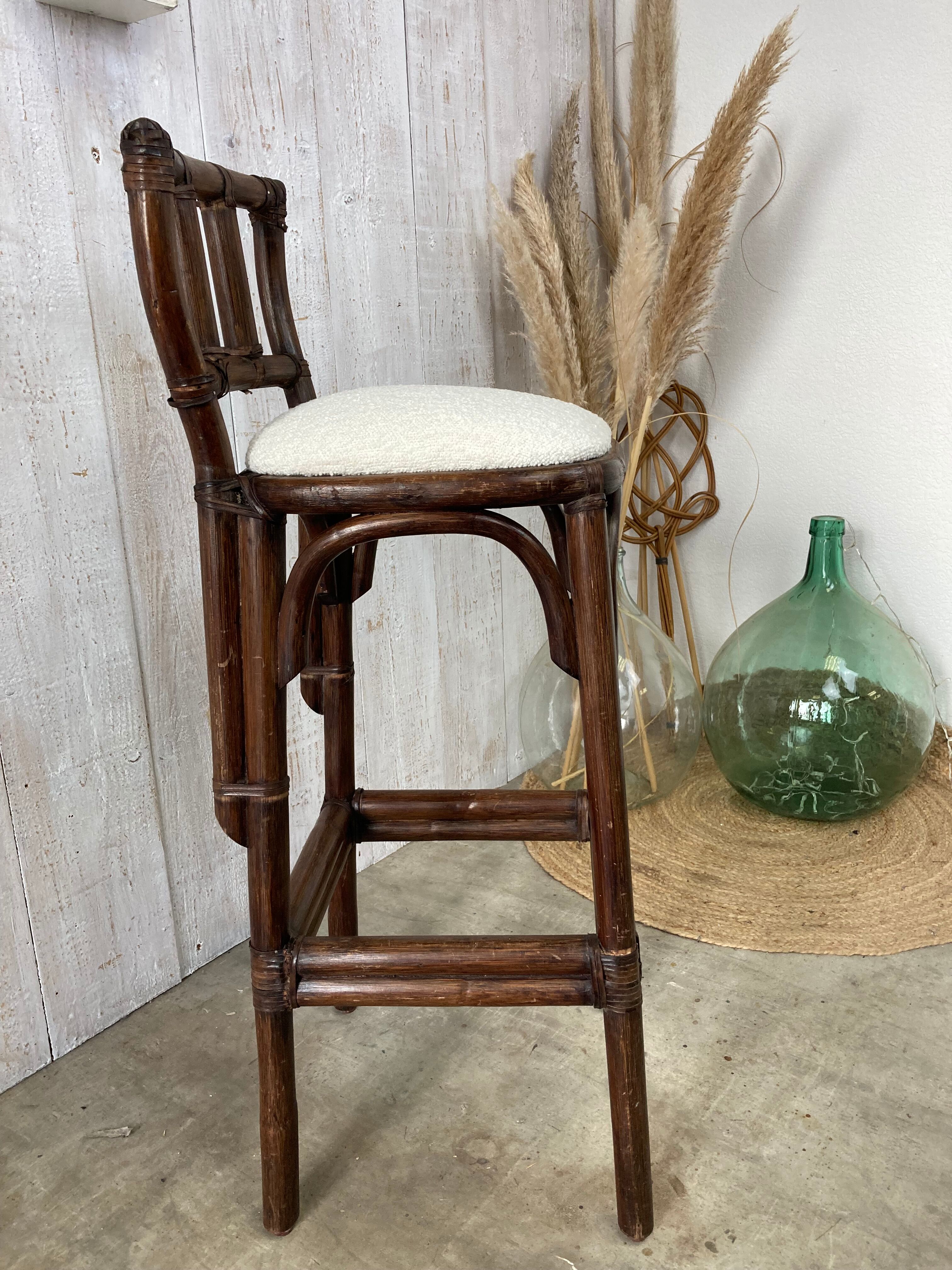 Tabouret rotin vintage