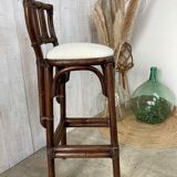 Tabouret rotin vintage