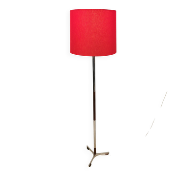 Floor lamp in rosewood and chrome-colored aluminum, Danish late 1960s
