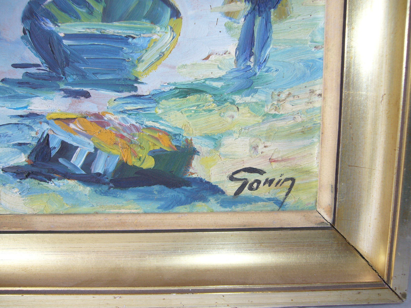 Oil board on panel depicting a signed seaside scene