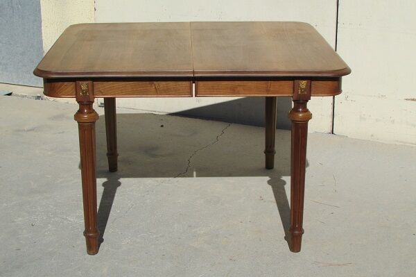 Art Deco square table in solid walnut, 14 people