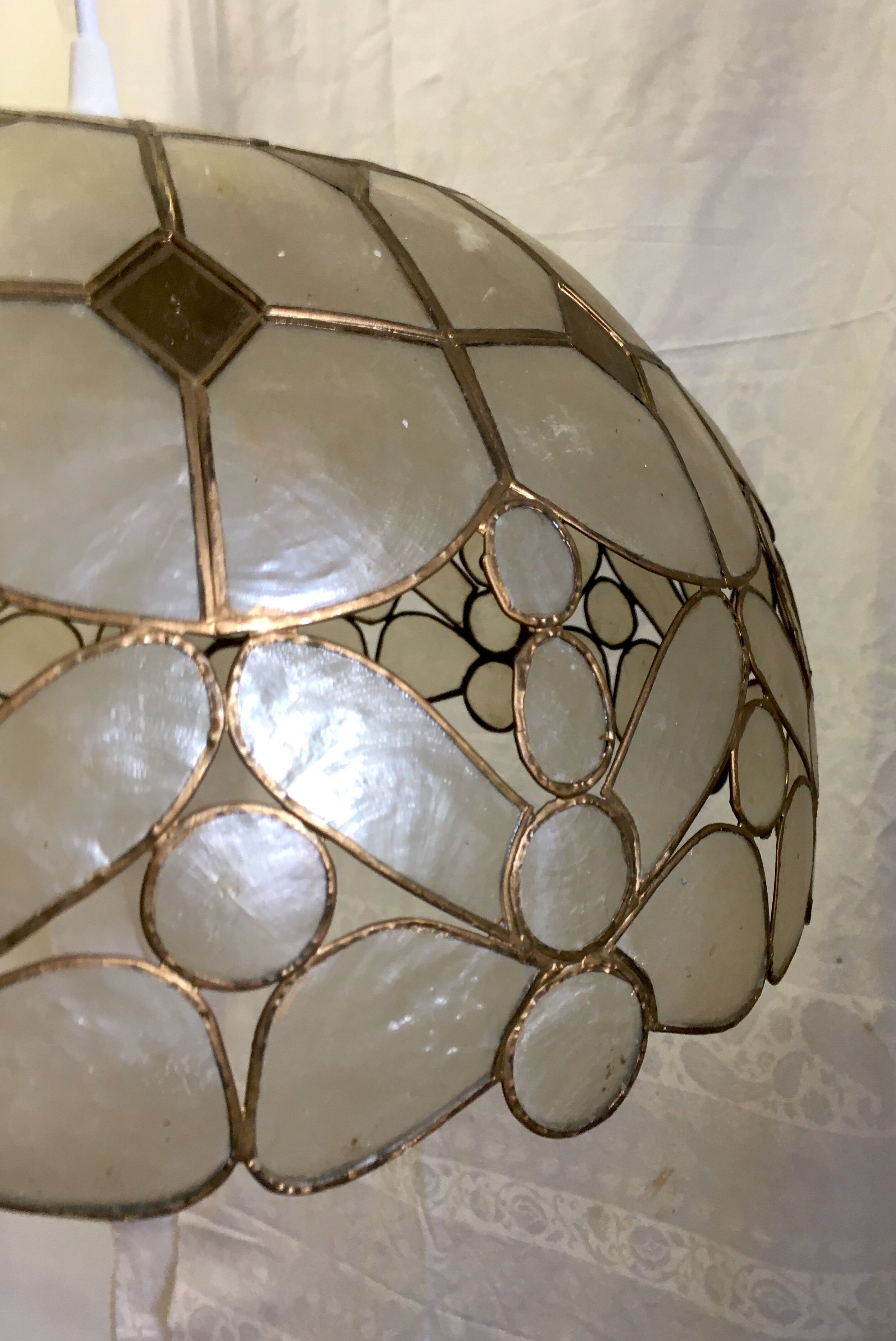 Mother-of-pearl and brass hanging lamp 1960s