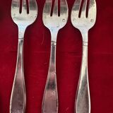 6 fourchettes à Huîtres période Art-Deco 1930 - argent massif initiales YD