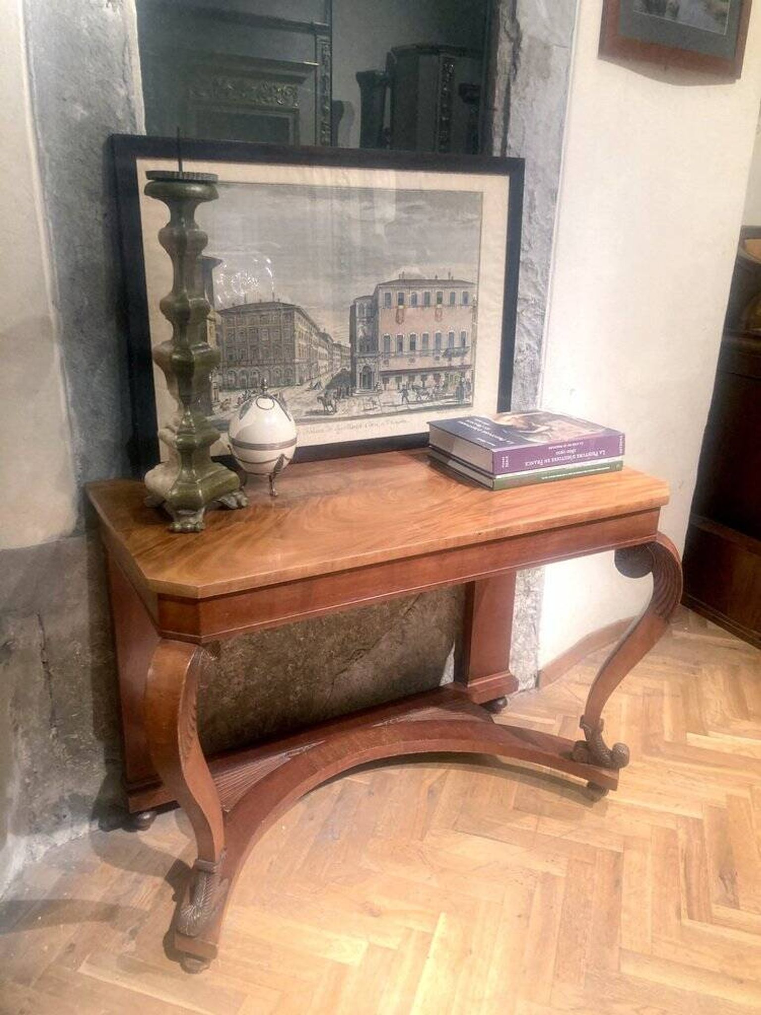 Art Nouveau Italian Wooden Console Table