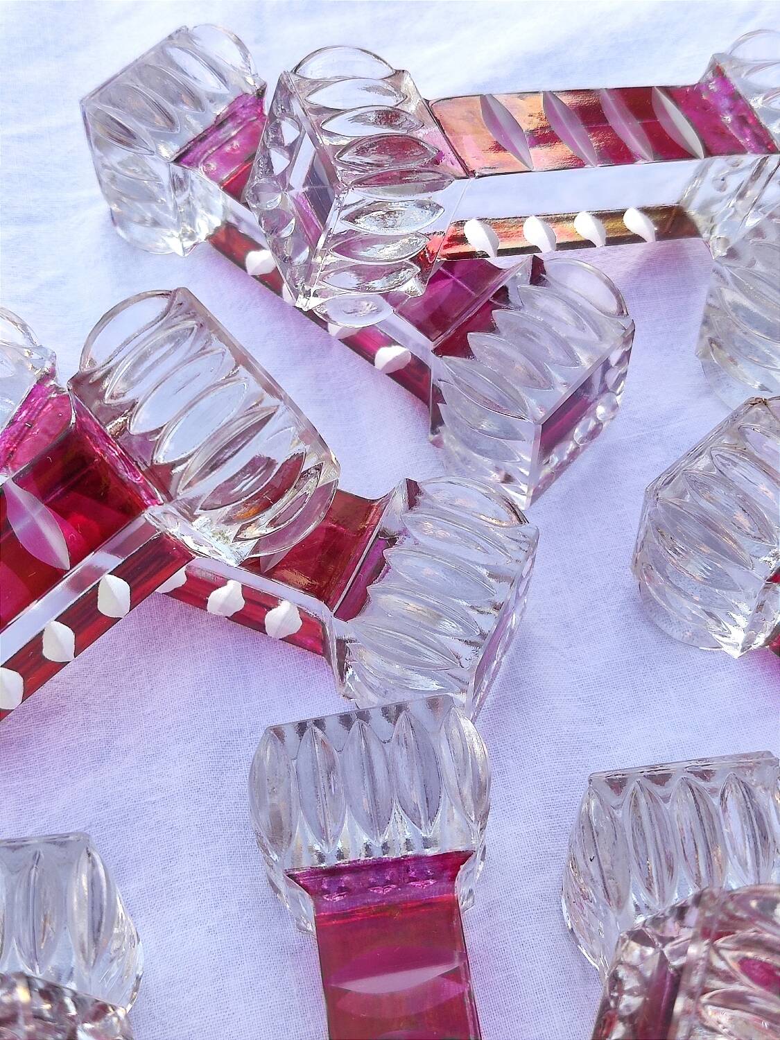 12 colored crystal knife holders - 1970