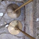 Pair of floor lamps gilded brass and glass maison Arlus 1950s