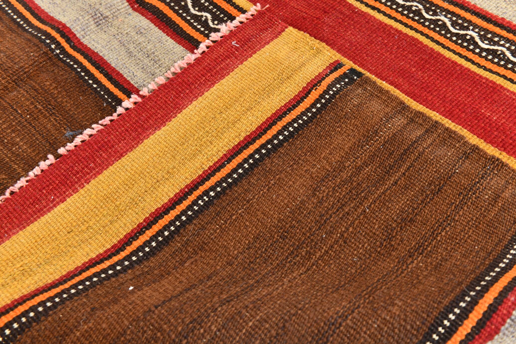 4x7 Handmade Red Anatolian Vintage Rug, 135x219Cm