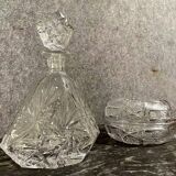 Magnificent series of 2 pieces in chiseled crystal art deco period