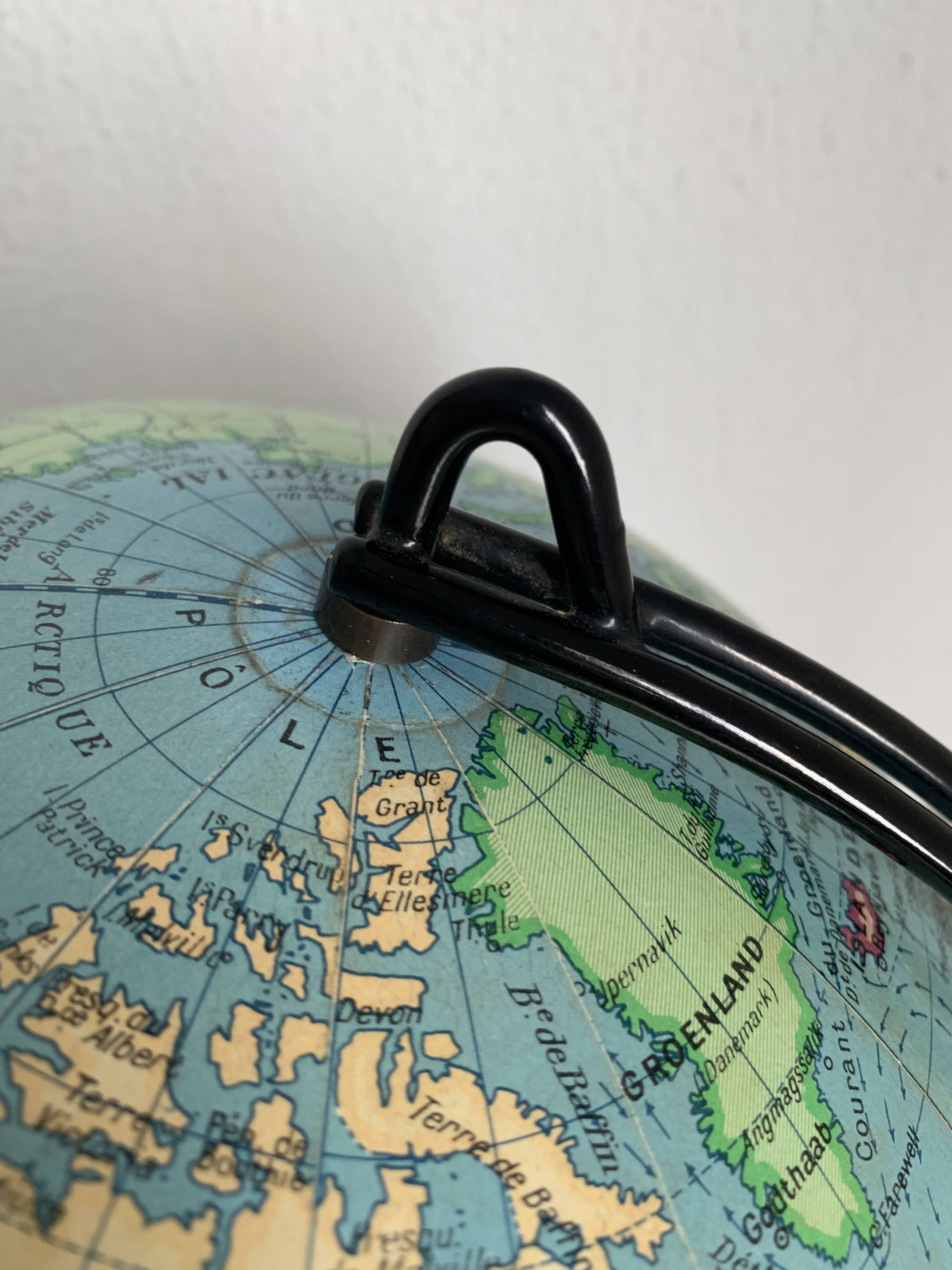 Vintage 1960 globe terrestrial world map Girard Barrère glass - 36 cm