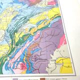 Vintage map of Jura France Switzerland 43x43cm from 1950