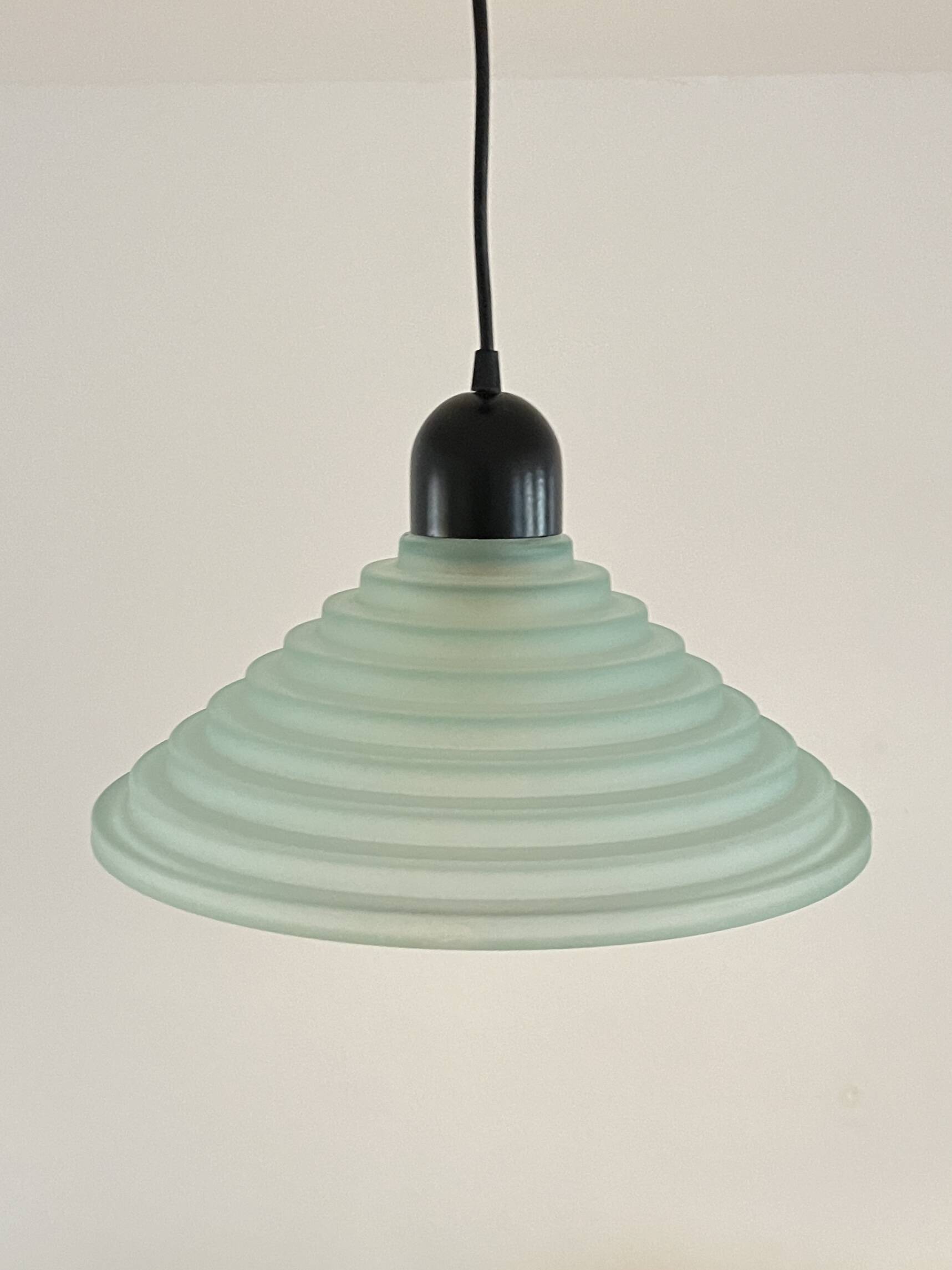 Vintage Aqua Green Honeycomb Glass Ceiling Lamp, 1980s Postmodern lamp