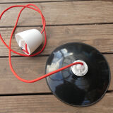 Black hanging lamp in enamelled sheet metal