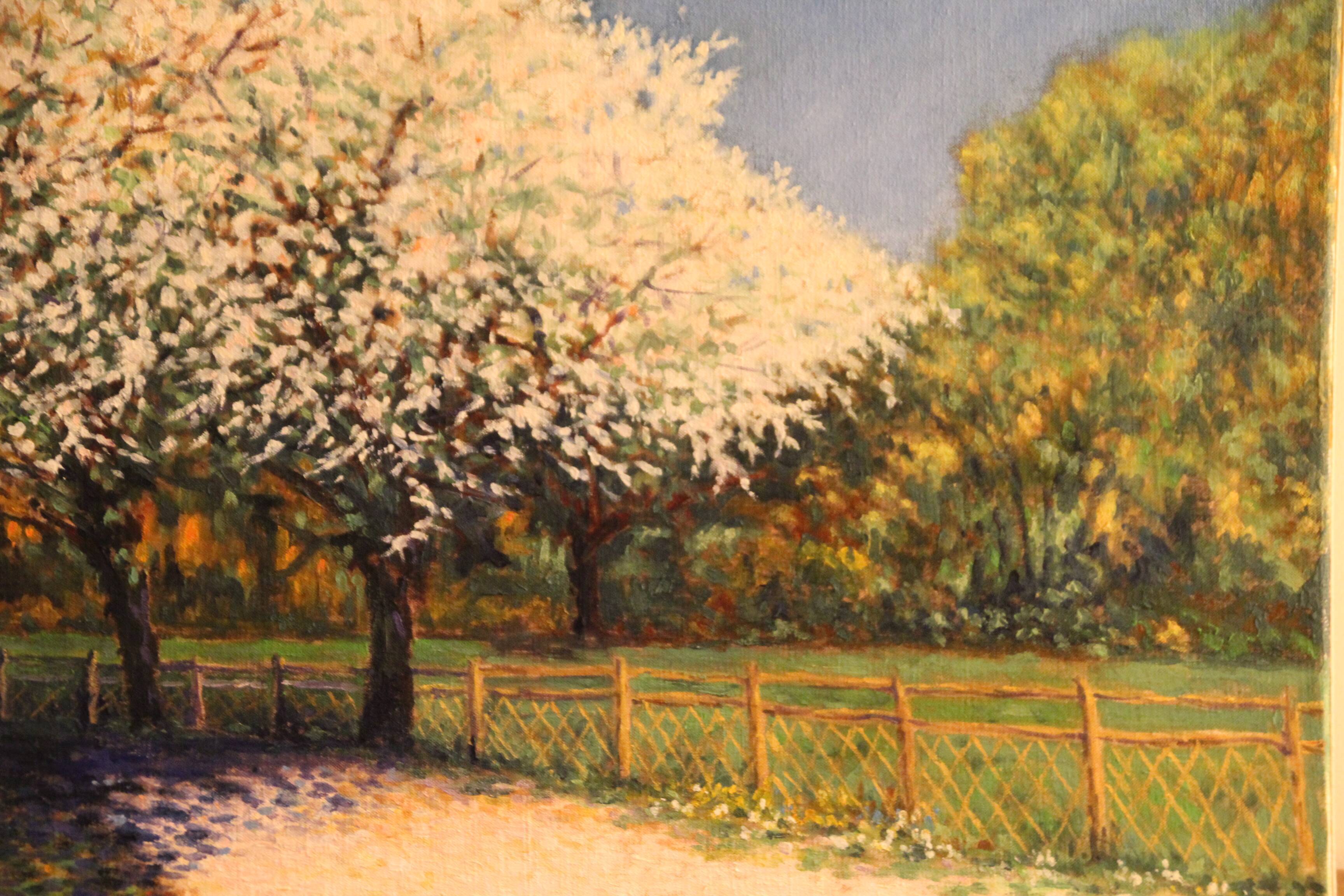 Huile sur toile impressionniste, Tableau sakura japonais